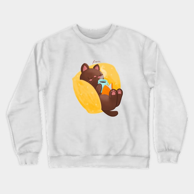 Cat sipping coffee Crewneck Sweatshirt by eternalshadeart